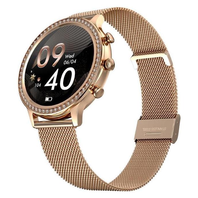 Giewont Veltori VT310-1 Damen-Smartwatch, goldenes Armband + rosafarbenes Silikonarmband (Kunststoff, Gold, Rosa, ohne SIM) (49766402)