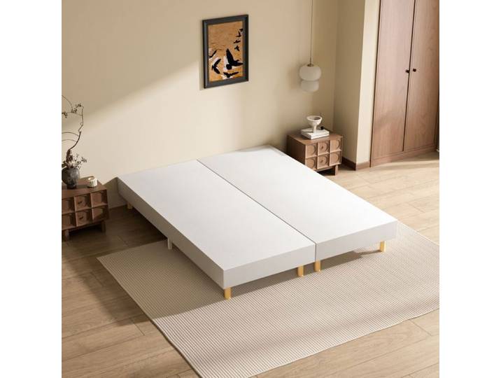 Sommier Tapissier 90x200x2 DEWINNER Lit Double Robuste 180x200 Sommier 180x200 12 Pieds Surmatelas en Mousse Haute Densité