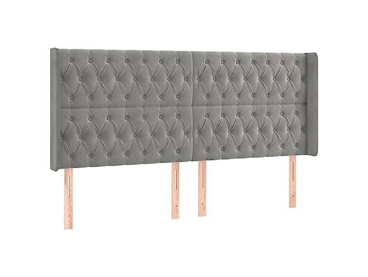 vidaXL Kopfteil mit Ohren Hellgrau 203x16x118/128 cm Samt