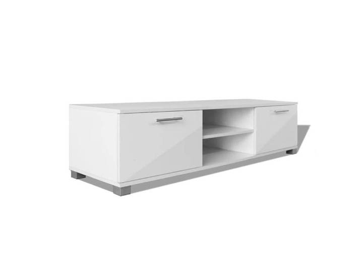 En solde  Meuble TV pour Télévision - CLOUD - TABLE TV/BANC TV - Blanc brillant 120x40 5x35 cm LL3593