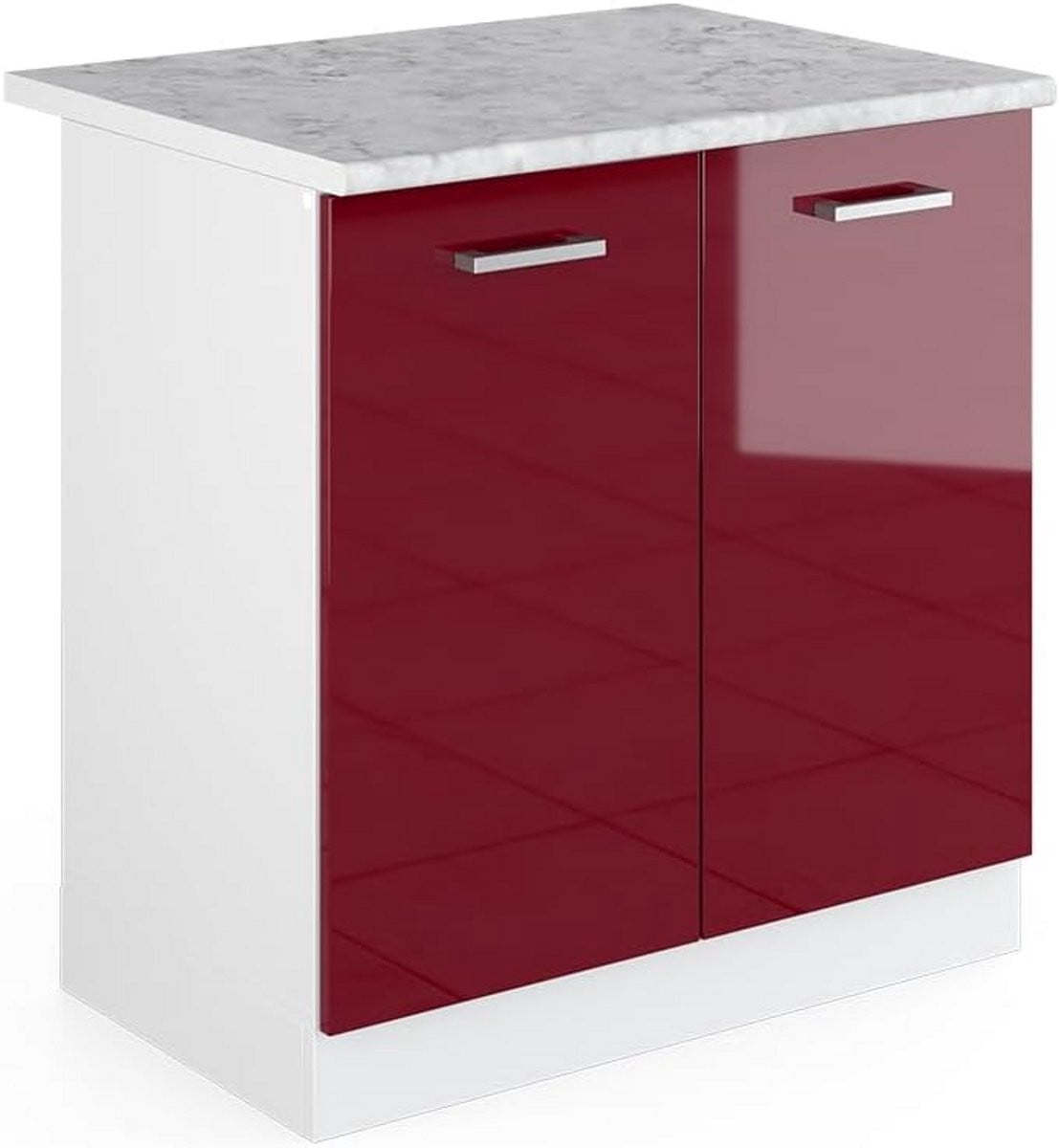 Spoelbakonderkast Bordeaux Hoogglans - Keukenmodule voor een modulair systeem - Breedte: 80 cm