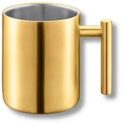 Wilmax England Wilmax Doppelwand Becher 350 ml Edelstahl Gold, 1er Set