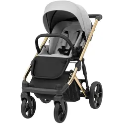 Kunert, Kinderwagen, Arizo Premium 3in1 Kinderwagen in Grau mit goldenem Gestell – Leicht, stilvoll und vielseitig