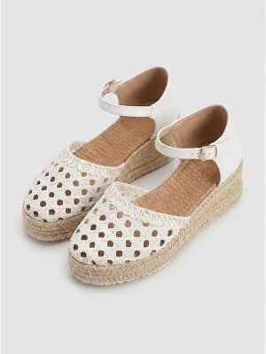 LightInthebox Women's Espadrille Sandals - White Hollow Out Woven Platform Ankle Strap Shoes for Island Vacation and Resort Vacation