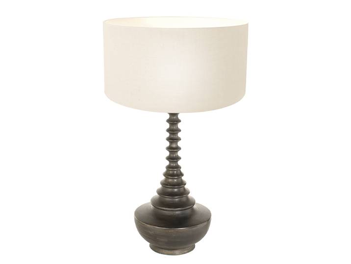 Lampe de table Bois modèle D Ø 40cm Marron/Blanc Lin E27