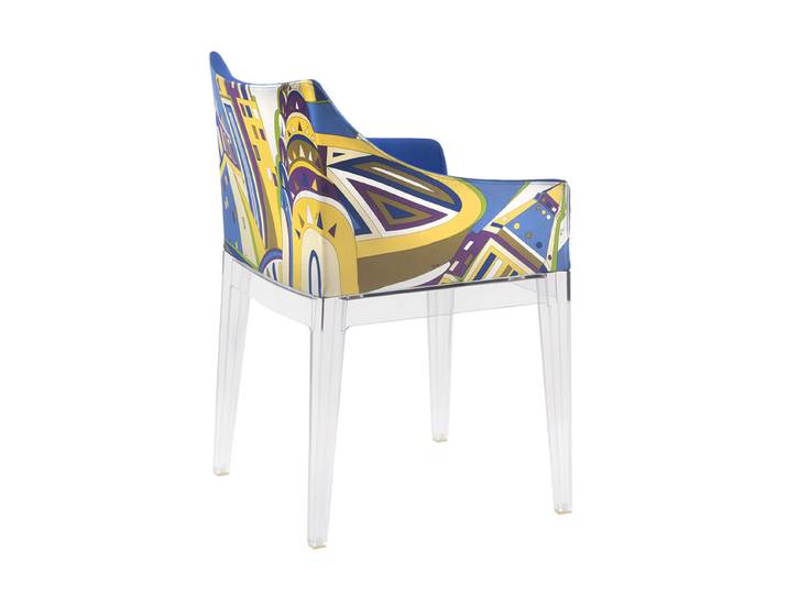 KARTELL fauteuil MADAME World of Emilio Pucci edition (New York - Policarbonato trasparente e 100% raso di cotone)