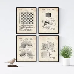 POSTER Set mit 4 Jahrgang Patenten SPIELPLATZ A4 Rahmenlos