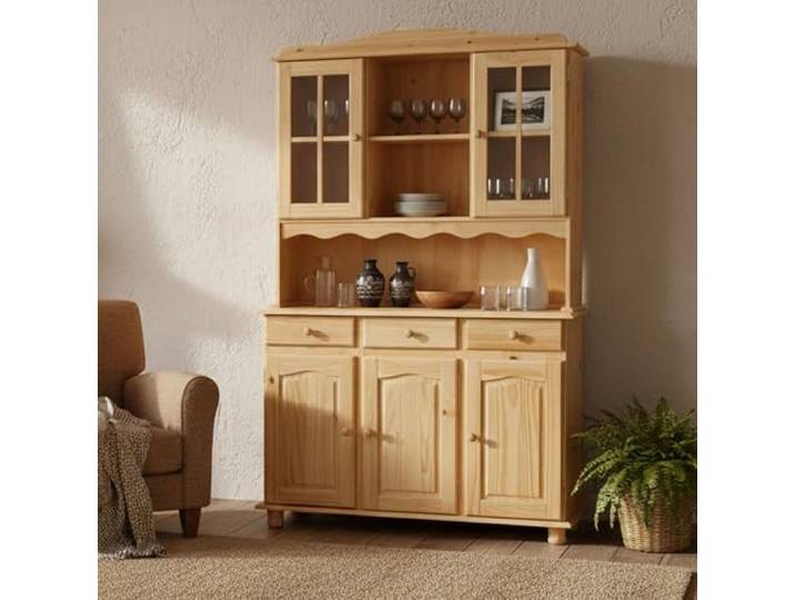 Dmora - Kommode Moers, Wohnzimmerbuffet, Wohnzimmer-Sideboard, Moderne Küchen-Speisekammer, 130x32 h198 cm, Eiche