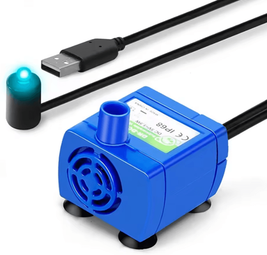 Inspire Curations FreshFlow USB Water Fountain Replacement Pump For Pets blue With Light