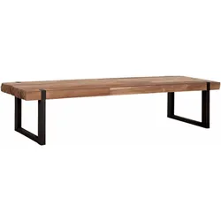 Couchtisch Beam aus Teakholz, Industrial Design, Natur, U-Gestell Metall, 150 cm