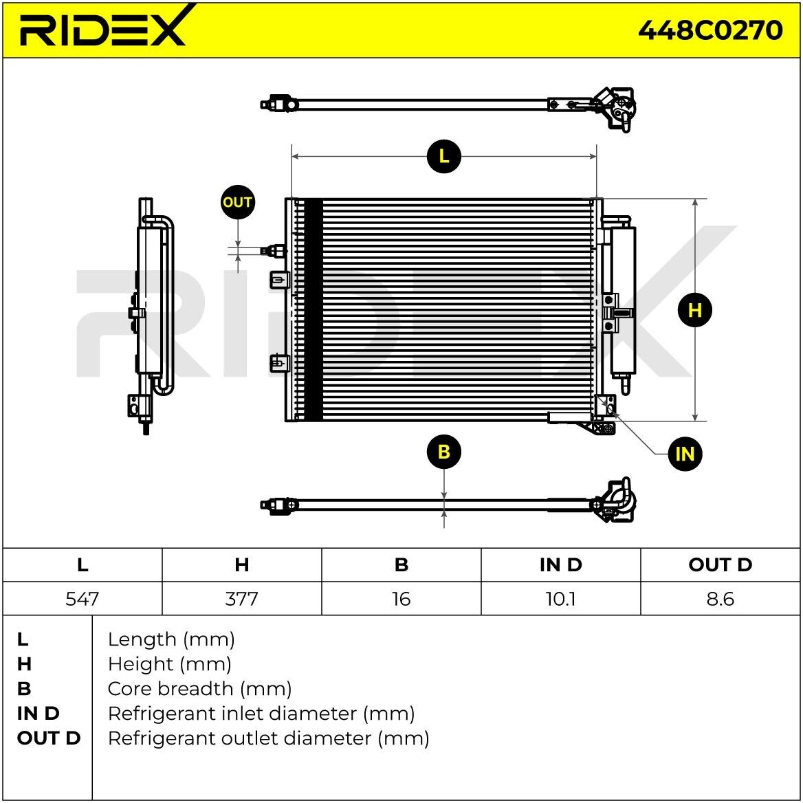 RIDEX 448C0270 Air conditioning condenser