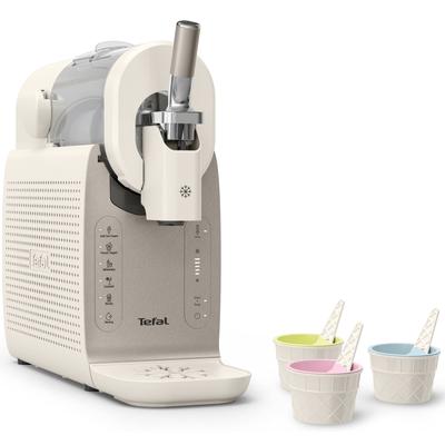 TEFAL Slush-Eismaschine "Freezi", beige (silber premium), B:16,3cm H:40,8cm T:42,9cm, Eismaschinen, 5 Automatikprogramme, 8 Portionen in einer Zubereitung, Spülprogramm