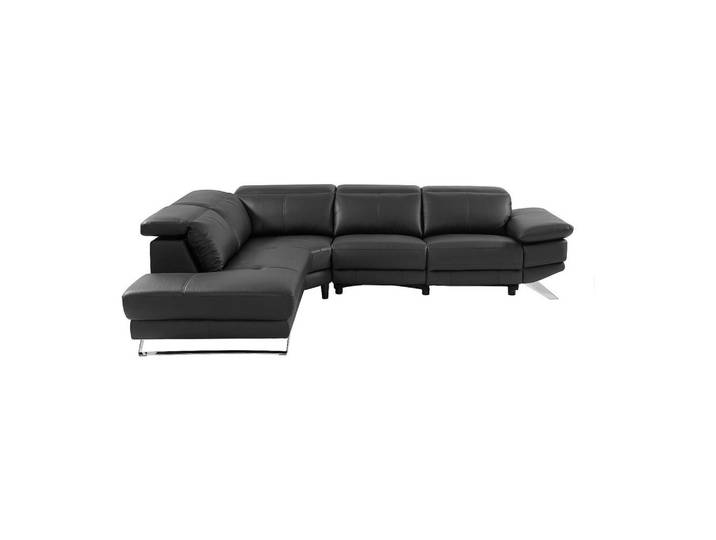 Vente-Unique Relaxsofa - 6 Personen - leder - schwarz Puno, Schwarz, Kunststoff, Uni, 299x76x239 cm, Wohnzimmer, Sofas & Couches, Sofas