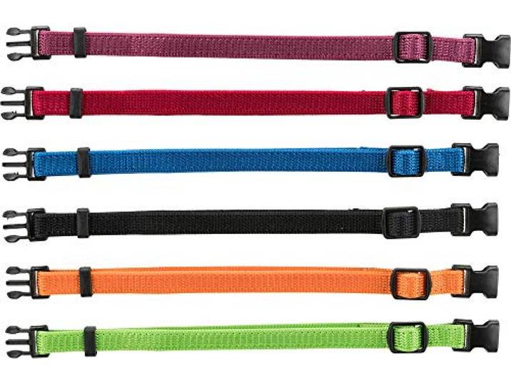 TRIXIE Junior puppyhalsband maat S - M: halsomtrek 17-25 cm/10 mm in zwart, rood, koningsblauw - kleine hondenhalsband voor kleine tot middelgrote honden, set van 6 om te wennen, 15551