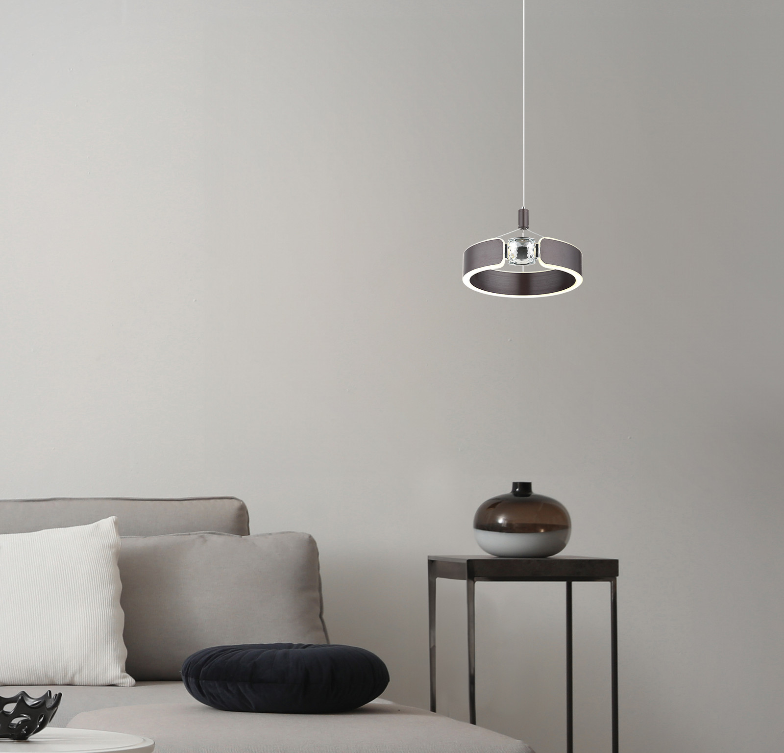 home24 LED-hanglamp Hendricks type B wit/bruin Ø 22cm