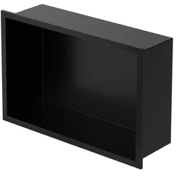 LuxeBath Wandnische Edelstahl 20 × 30 × 10 cm Schwarz – Duschnische mit Rahmen, befliesbares Einbauregal, kompakte Duschablage für Badutensilien