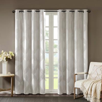 SunSmart Bentley Ogee Knitted Jacquard Geometric Total Blackout Single Curtain Panel