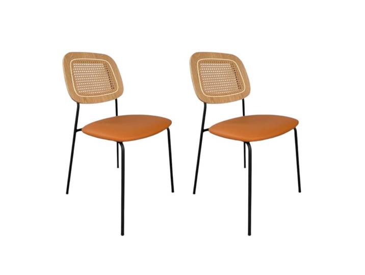 Lot de 2 chaises en simili cuir orange design