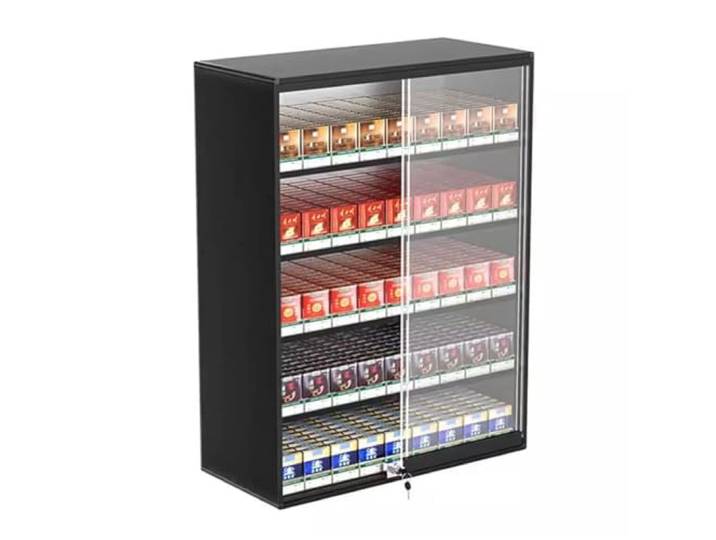 Zigaretten-Verkaufskabinett Schaukasten Zigarre Vitrine Für Süßigkeiten Einzelhandels-Vitrine Für Einzelhandelsgeschäfte, Bars, Markt, Mit Schloss Und Schlüssel ( Farbe : Schwarz , Größe : 56.5x28.8x7