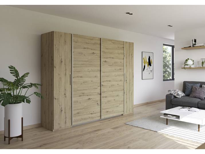 Armoire combinée Kronach 268cm Bois/Imitation chêne Artisan Argenté