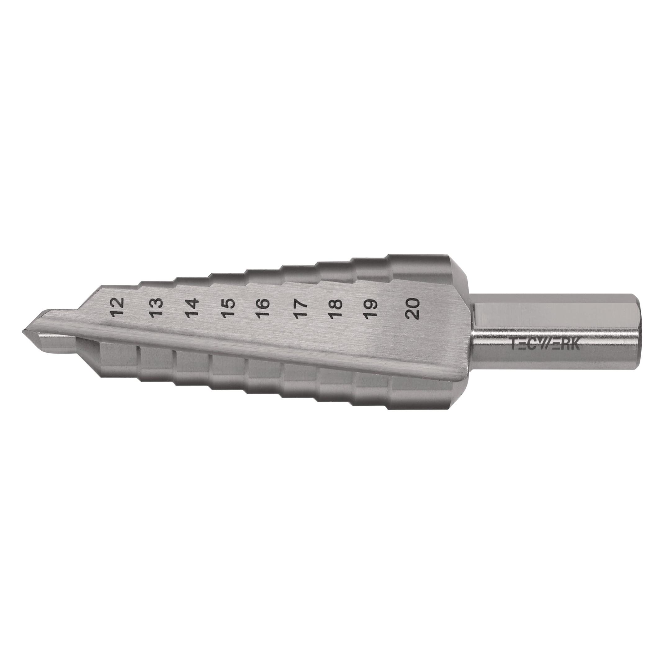 Tecwerk Stufenbohrer Bohrbereich 12-20 mm HSS geradegenutet Schneidenanzahl 2 Stufenanzahl 9 (2000862084)