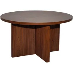 Oviala Business Skandinavischer runder Couchtisch 80 cm in dunkler Holzoptik
