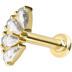 14 Karat Gold Labret mit Innengewinde MOISSANIT-BOGEN