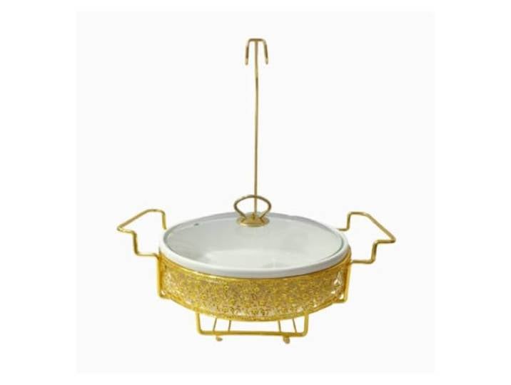 Chafing Dishes aus Goldener Keramik for das Buffet Buffetherd Chafer mit Marmorimitat-Finish, Party-Essenswärmer-Buffet(2L)