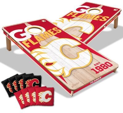 Skip's Garage Calgary Flames NHL 2x4 Cornhole Board Set