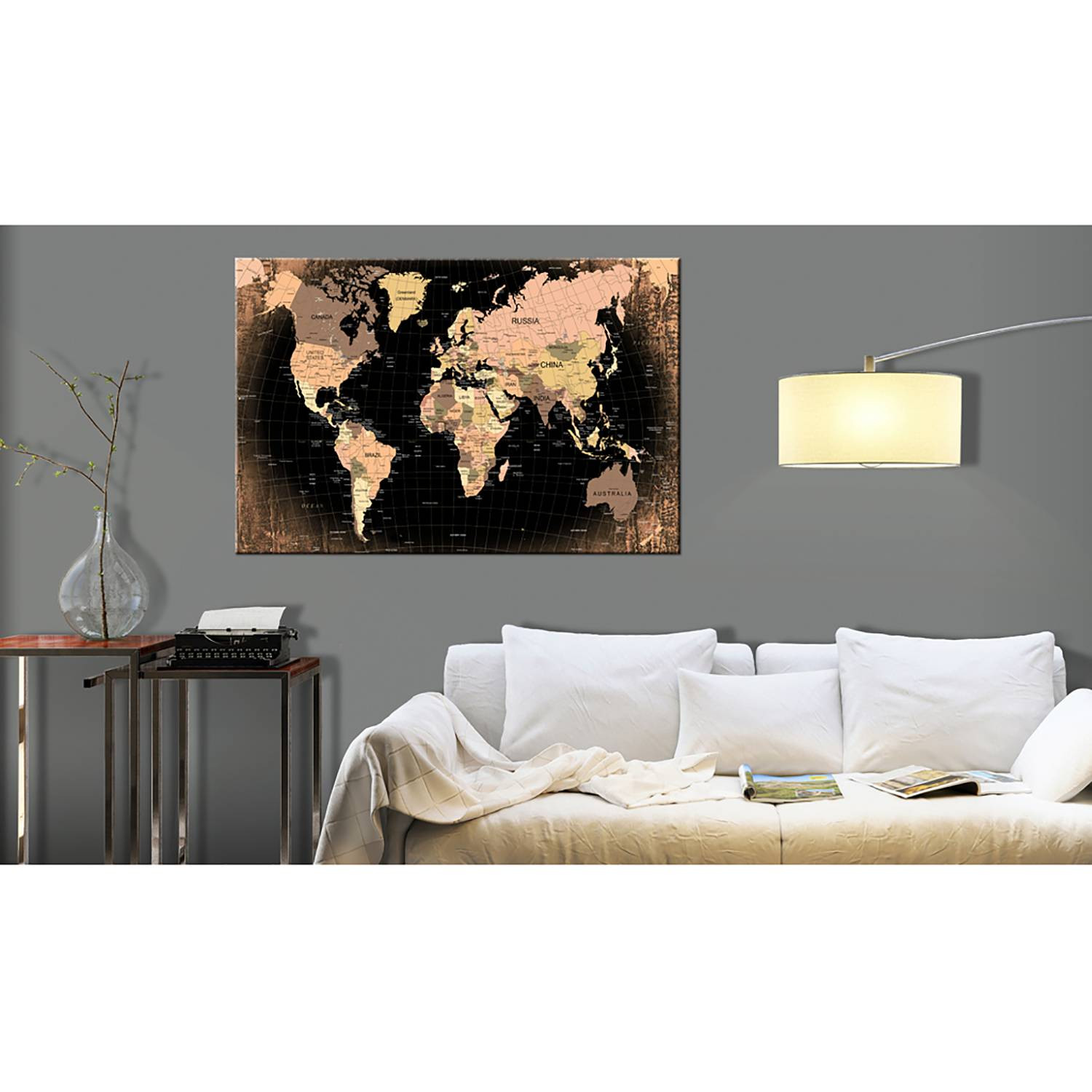 home24 Afbeelding Planet Earth Wanddecoratie, Bruin en Multicolour, 60 x 40 cm