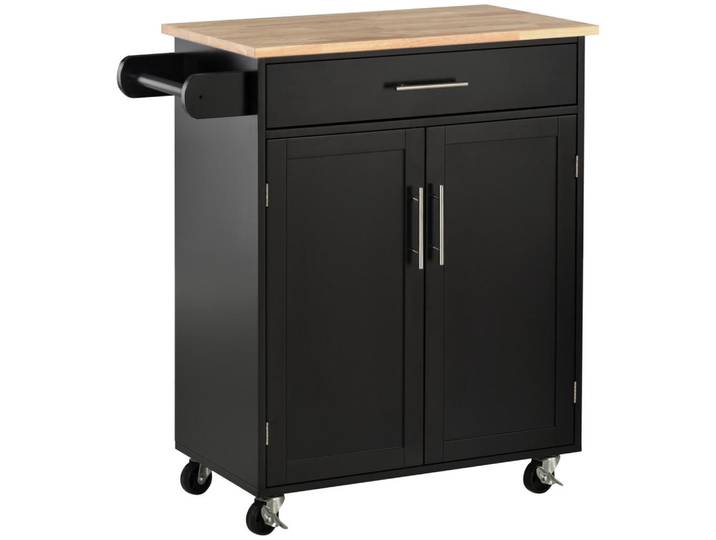 ComfortXL Küchenrollwagen De-11011 2 Türen Schwarz, 45x91.5x83 cm, Esszimmer, Servierwagen