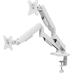 KIMEX - PC-Bildschirmhalterung mit mechanischer Feder für 2 Bildschirme 17"-32", Weiß