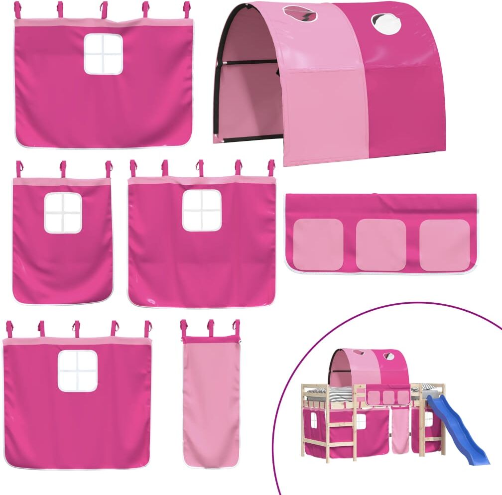 vidaXL Rideaux pour lit mezzanine avec tunnel rose polyester