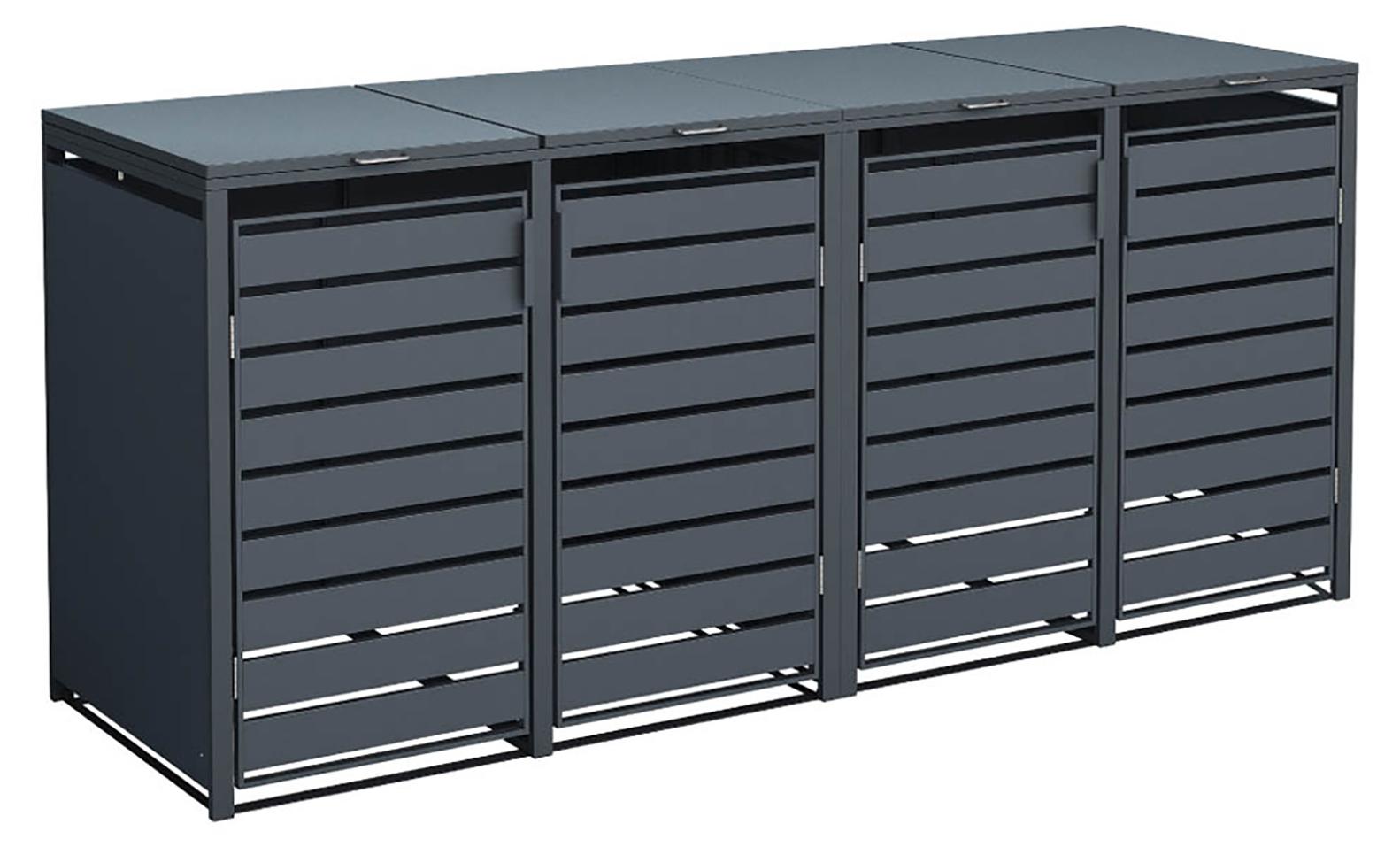Westmann Metall Mülltonnenbox 4er Kubus 4x240 L Anthrazit 264x80x116 cm