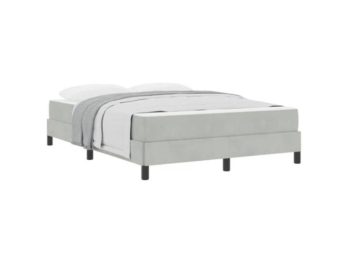 PUGYNBK Boxspringbett, 160 x 200 cm, Hellgrau Lattenrost und Taschenfederkernmatratze, mittlere Festigkeit, Massivholzrahmen, Innengebrauch