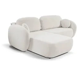ECKSOFA AMICO L-S Weiß Geflochtener Stoff mit Schlaffunktion