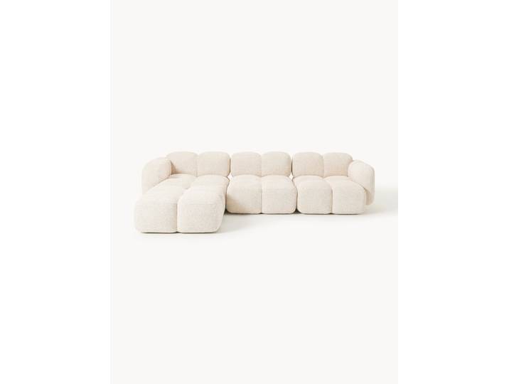 Canapé modulable 4 places en peluche-bouclette avec pouf Tayla (g/d)