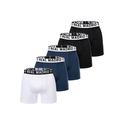 Boxershorts REAL MADRID "Boxershort RM Kids Trunk Boxers 5-Pack 5er Pack", Mädchen, Gr. 128, bunt (weiß, dunkelblau, schwarz), Obermaterial: 95% Baumwolle CO. 5% Elasthan EL., Unterhosen