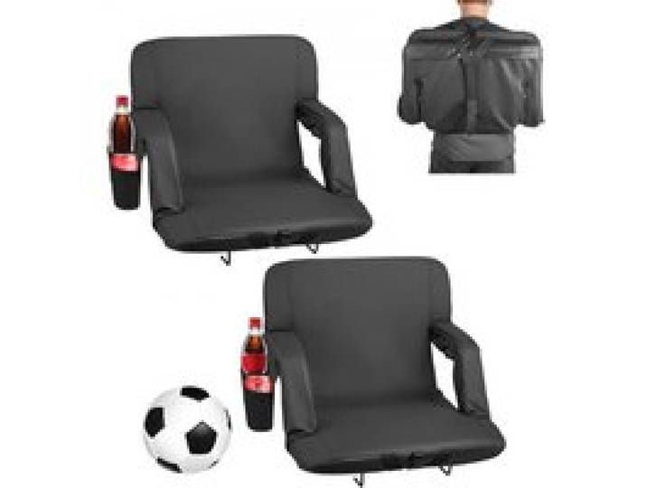 VEVOR Siège de stade large à 6 angles réglables, chaise de gradin rembourré de 73,66 mm avec accoudoir et support dorsal, chaise de stade avec porte-gobelet, pour événement sportif, concert, 2 pcs