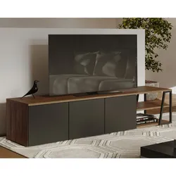 TemaHome »Albi« Lowboard Schwarz mit Walnuss 190x45x45 cm