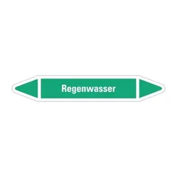 Aufkleber I RKZ-Etikett Regenwasser, grün/weiß, für Ø 25-40mm, 154x26mm, 5/Bogen