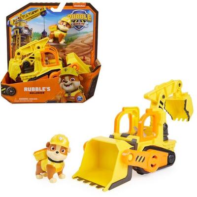 Rubble und Crew - Planierraupen-Baufahrzeug mit Rubble-Figur, bewegliche Schaufel & Bagger, Spielzeug aus der TV-Serie, ab 3 Jahren