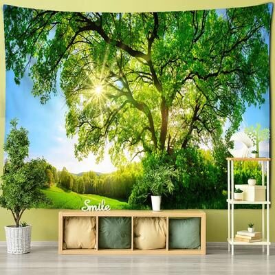 Uplift Essentials Towering Forest Forest Tapestry Misty Nature Scenery Wall Hanging Bohemian Witchcraft Style Home Decor style 18 79 X 59 In
