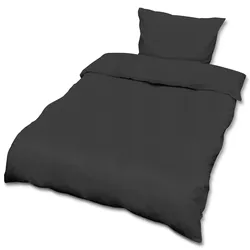 BETTWÄSCHE Julie 135/200 cm + Kissenbezug 80/80 cm Schwarz Renforcé 2er Set