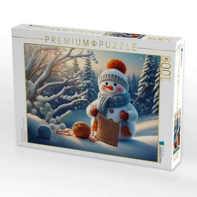 CALVENDO Puzzle Der Schneemann friert | 1000 Teile Lege-Größe 64x48cm Foto-Puzzle für glückliche Stunden
