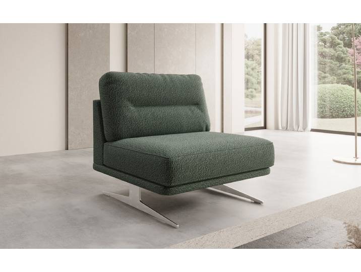 Designer Sofa-Sessel Torino ohne Armlehnen in Bouclé - Grün - Bouclé - Luxusbetten24
