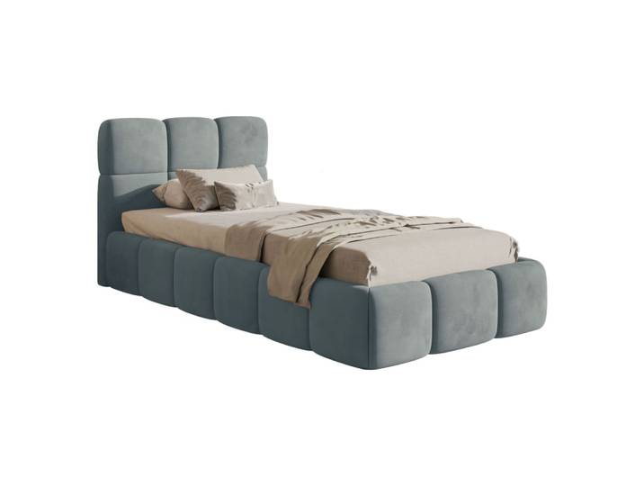Lit rembourré 90x200, velours gris