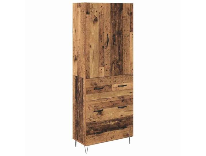HGFDVCMR Highboard 2-teilig mit Schubladen Altholz-Optik Holzwerkstoff Vielseitiger Schrank für Wohnzimmer und Esszimmer mit 3 Schubladen und D-Metallgriffen für geordneten Stauraum.