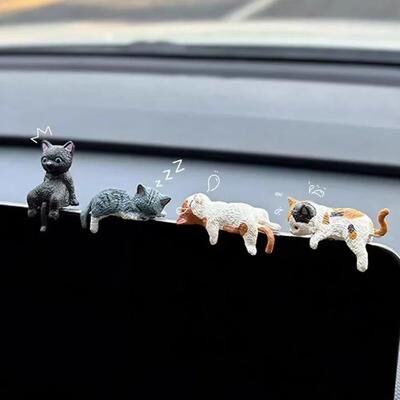 Uplifted Finds 5 Piece Cute Dashboard Cat Ornament Set With Emoji Eyes 5 Piece Cute Dashboard Cat Ornament Set With Emoji Eyes