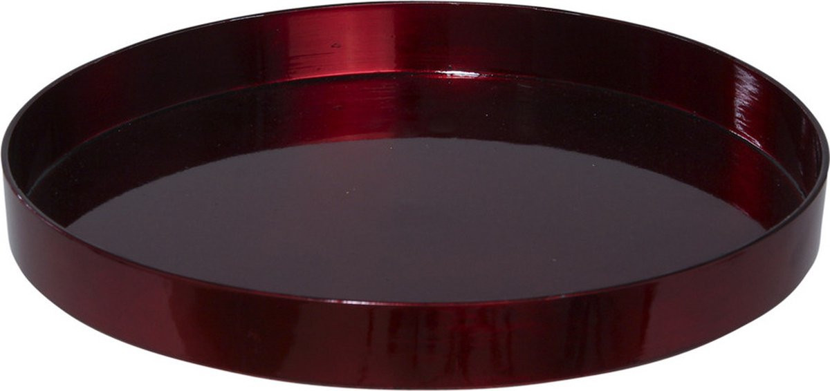 Othmar Decorations Rond Dienblad Rood - D27 cm - Kunststof Kaarsenplateau voor Tafeldecoratie